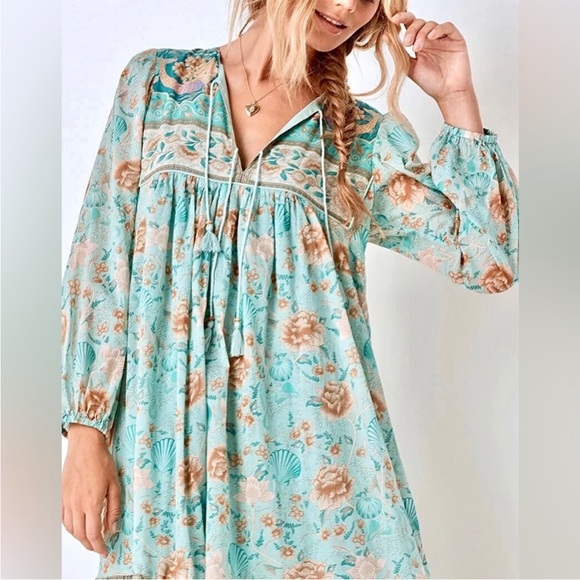 Spell & the Gypsy | Seashell boho midi dress in seafoam - Picture 9 of 16